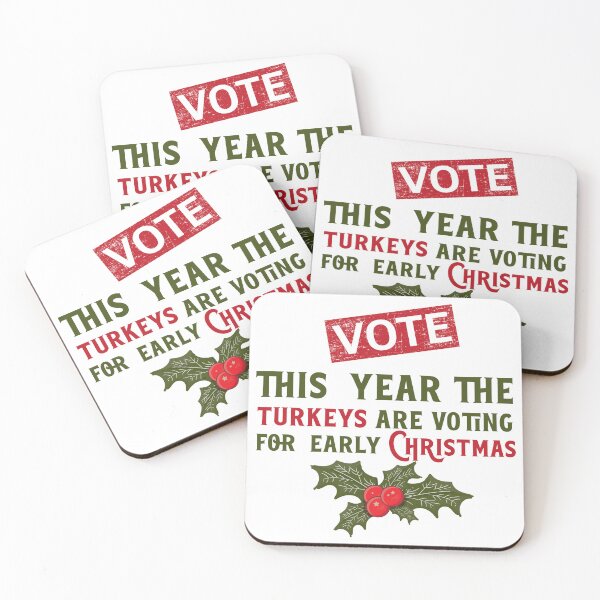 Item preview, This year the turkeys are voting for early Christmas, Funny Christmas quote designed and sold by HomeCoquette.