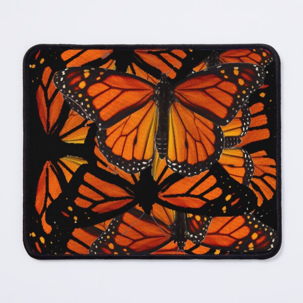 Item preview, ABSTRACTED ORANGE MONARCH BUTTERFLIES BLACK ART designed and sold by sharlesart.