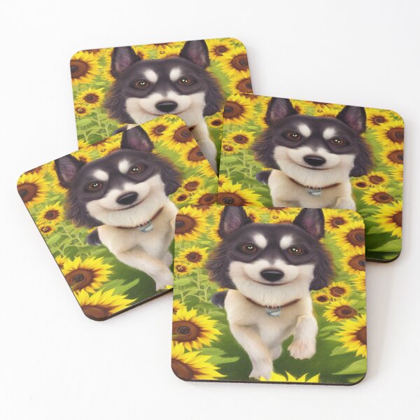 Item preview, Art of a psychodelic dog in a sunflower field designed and sold by TravelingOak.