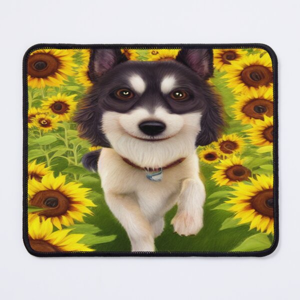 Item preview, Art of a psychodelic dog in a sunflower field designed and sold by TravelingOak.