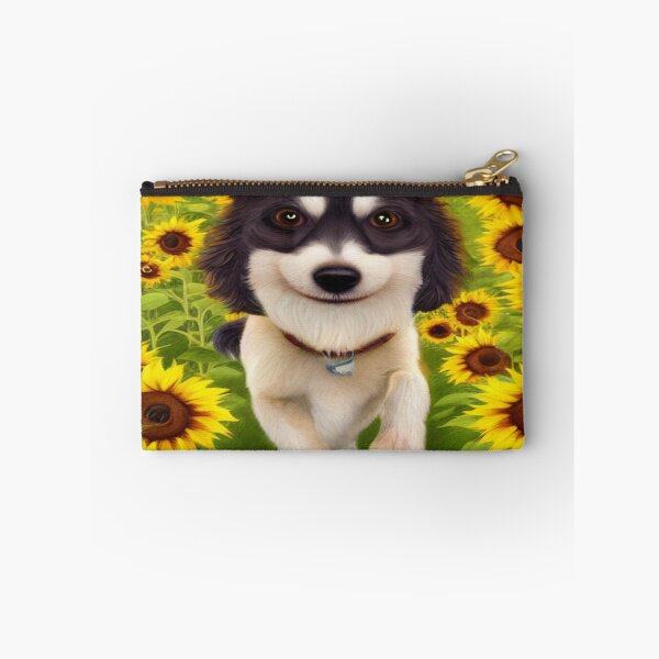 Item preview, Art of a psychodelic dog in a sunflower field designed and sold by TravelingOak.