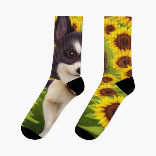 Item preview, Art of a psychodelic dog in a sunflower field designed and sold by TravelingOak.