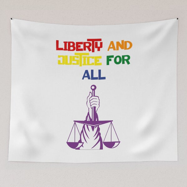 Item preview, Liberty And Justice For All Lady Justice Pride Colors designed and sold by RockBeeDesigns.