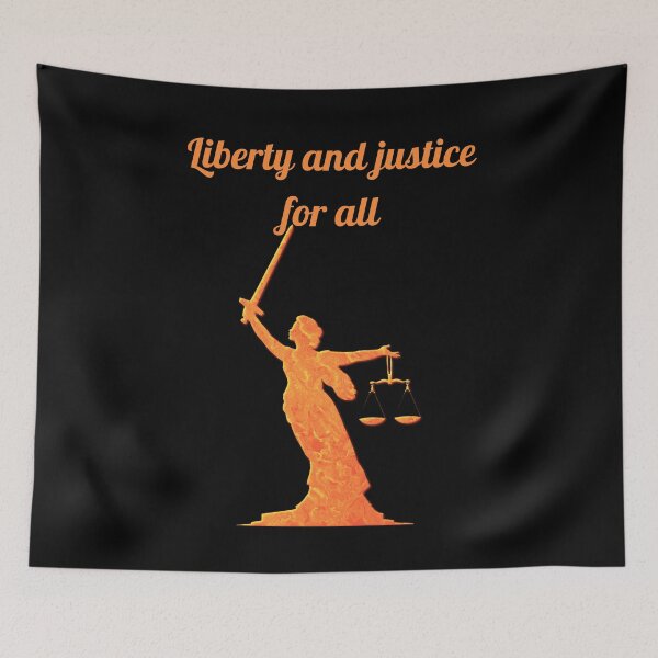 Item preview, Liberty And Justice For All Lady Justice Orange designed and sold by RockBeeDesigns.