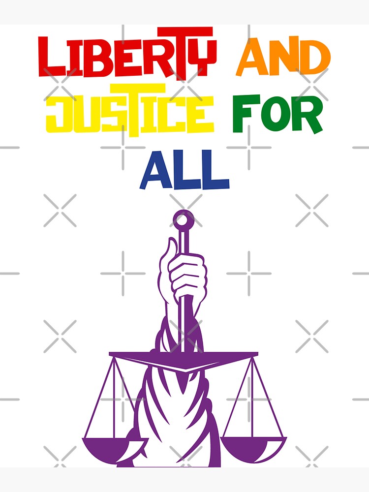 Liberty And Justice For All Lady Justice Pride Colors Sticker For