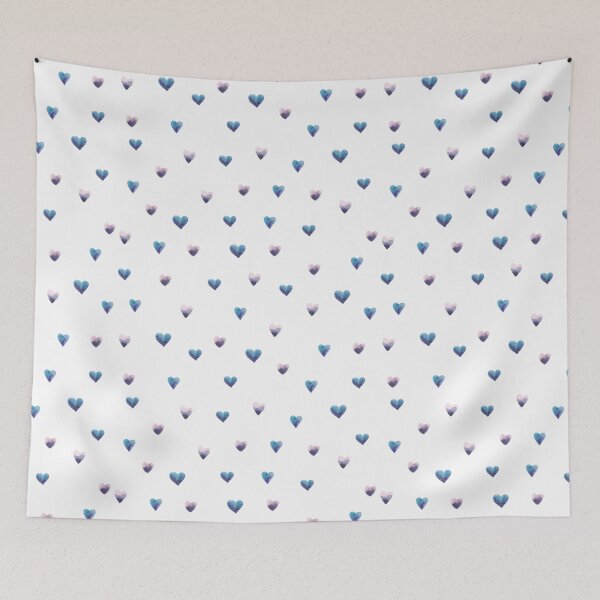 Item preview, Purple and turquoise hearts on a white background designed and sold by Kizuneko.