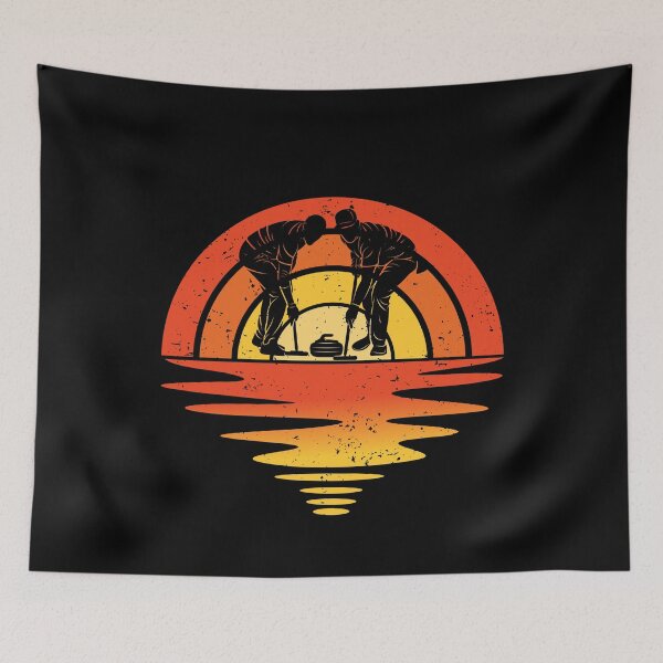 Item preview, Retro Vintage Sunset Curling Player Coach Winter Sports designed and sold by rifatart.