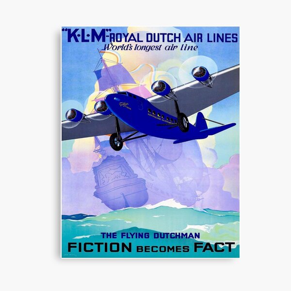 KLM : Flying Dutchman Vintage Travel Advertising Print Canvas Print