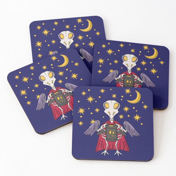 Item preview, Saint Martin skeleton chick with lantern at night designed and sold by InkofNocturna.