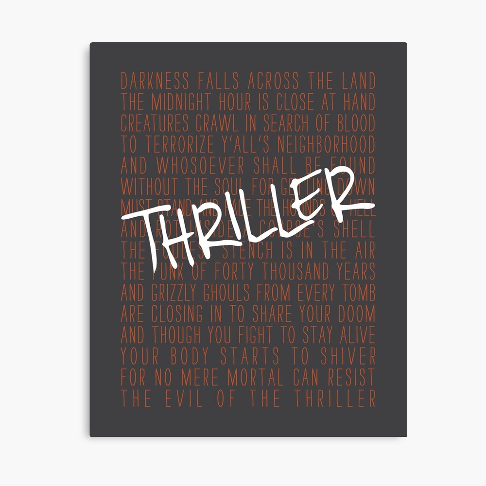 Thriller Lyrics Michael Jackson Poster By Beanstalkprints Redbubble