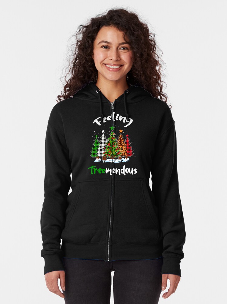 Discover Feeling Treemendous, Christmas Tree Pun Zipped Hoodie