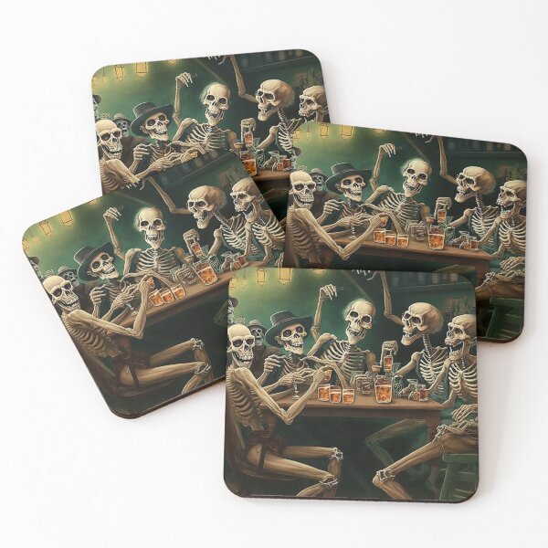 Item preview, Skeleton having fun and drinking beer in hell designed and sold by mrlongfield.