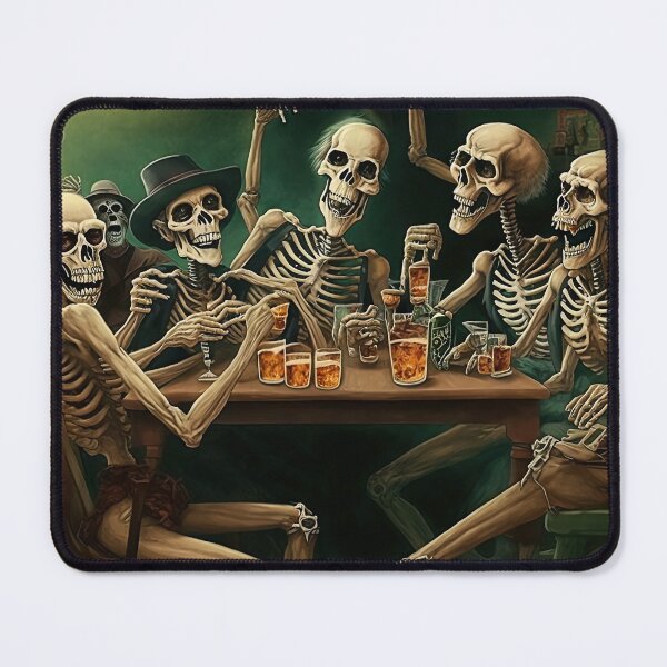 Item preview, Skeleton having fun and drinking beer in hell designed and sold by mrlongfield.