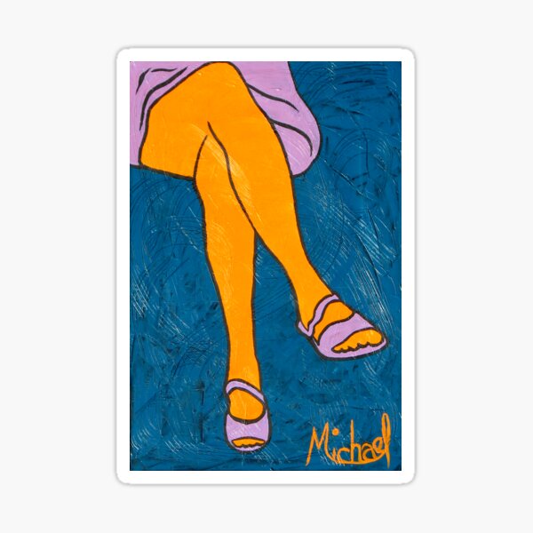"Shes Got Legs" original signed acrylic painting on canvas,  Sticker
