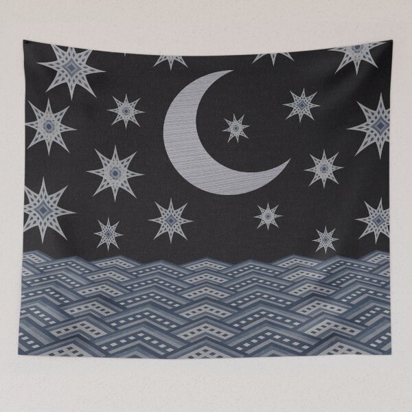 Item preview, Starry sky over the sea denim photocollage designed and sold by denimaheart.
