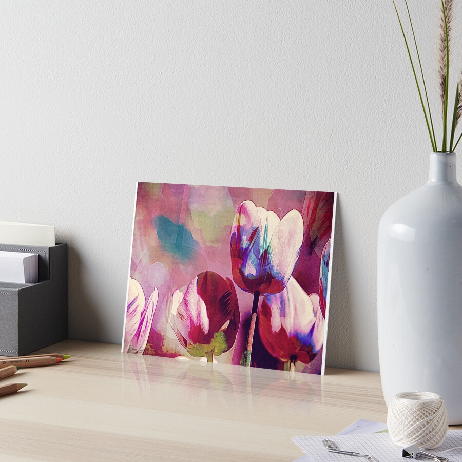 Tulips Trip to Abstractland Art Board Print
