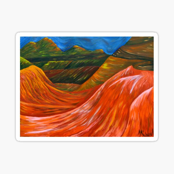 "Mountains" original nature painting on canvas Sticker