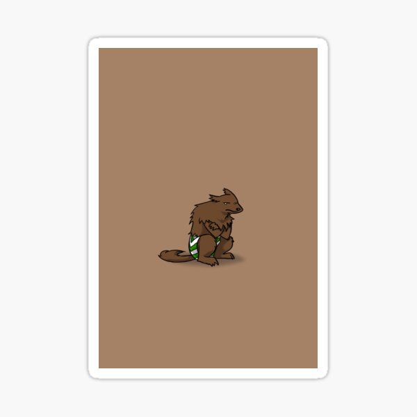 The Lazy Werewolf- brown background-just Harry-cranky Sticker