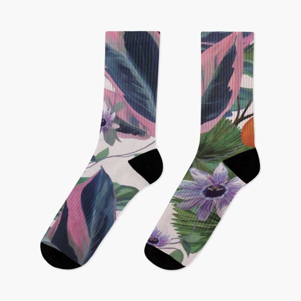 Item preview, Digital Abstract Tropical Pattern Palm Passion Flower White Tree Leaves & Plants designed and sold by WearWolfDesigns.