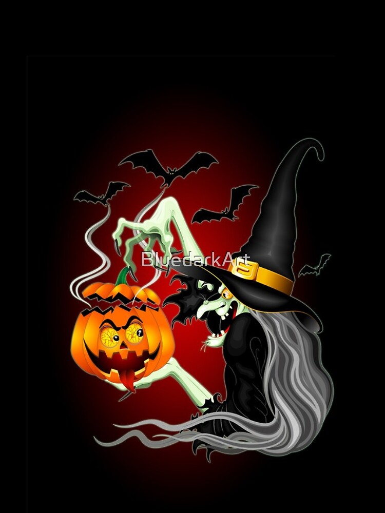 Thumbnail 5 of 5, iPhone Case, Witch with Jack O'Lantern and Bats designed and sold by BluedarkArt.