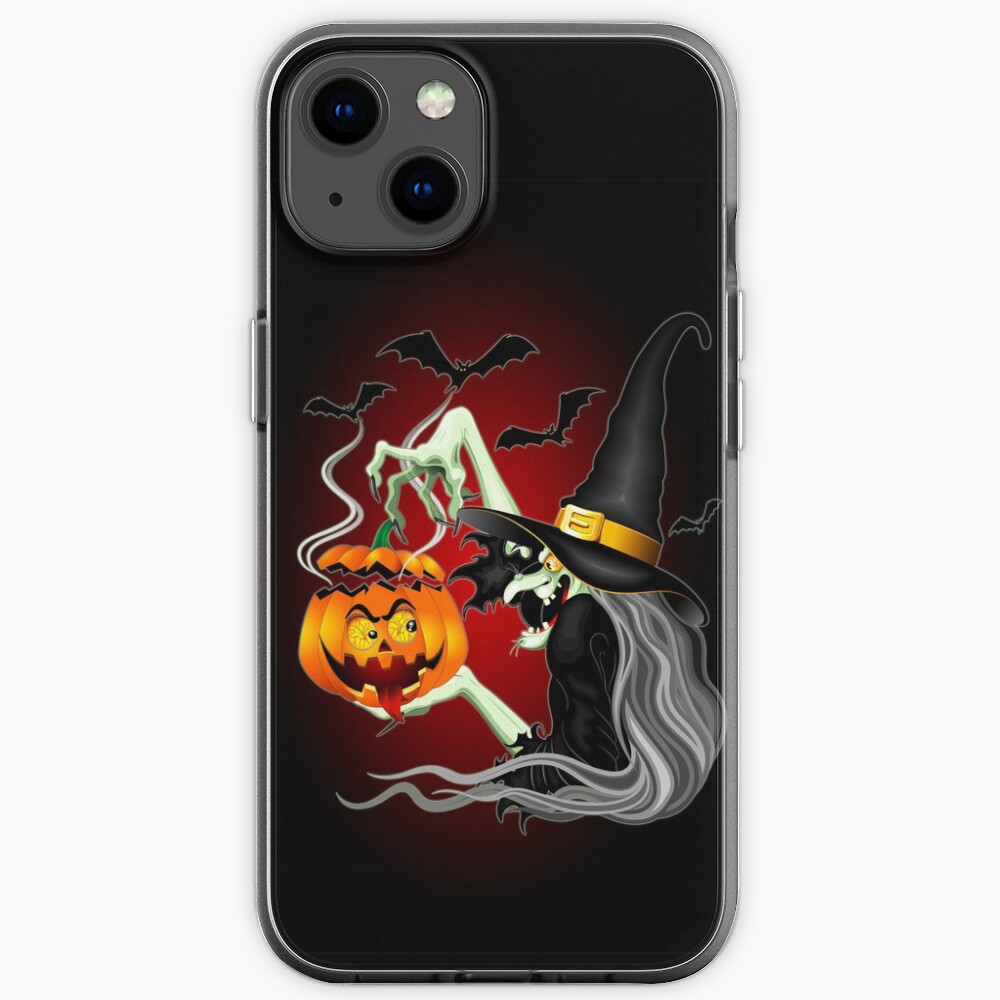 Witch with Jack O'Lantern and Bats iPhone Case