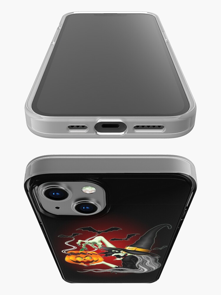 Thumbnail 3 of 5, iPhone Case, Witch with Jack O'Lantern and Bats designed and sold by BluedarkArt.
