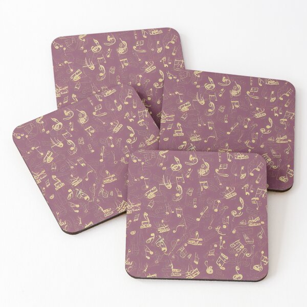 Item preview, Vintage old pink music notes patterns designed and sold by Artbellachi.