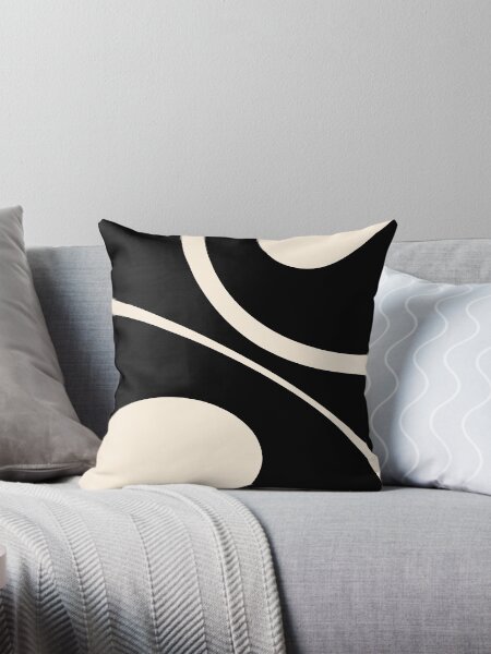 Aperçu de l'œuvre Modscape Minimalist Abstract en noir et crème d'amande créée et vendue par kierkegaard.