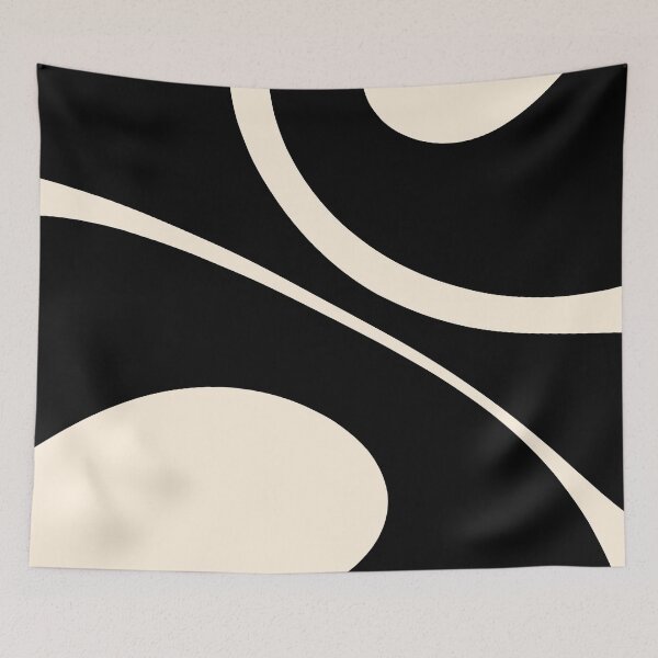 Item preview, Modscape Minimalist Abstract in Black and Almond Cream designed and sold by kierkegaard.