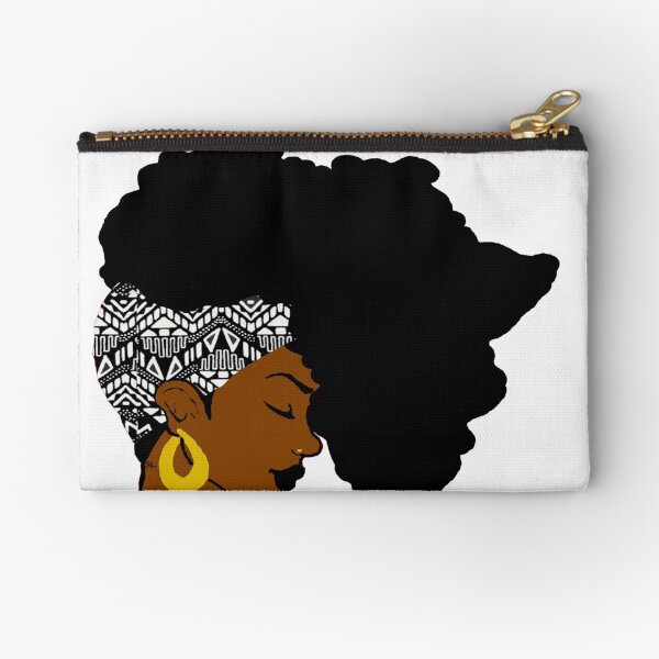 Fro African B&W Zipper Pouch