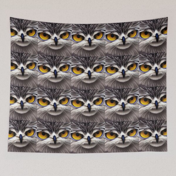 Item preview, Super Grumpy Hybrid Grey Fluffy Owl designed and sold by Cawaiico.