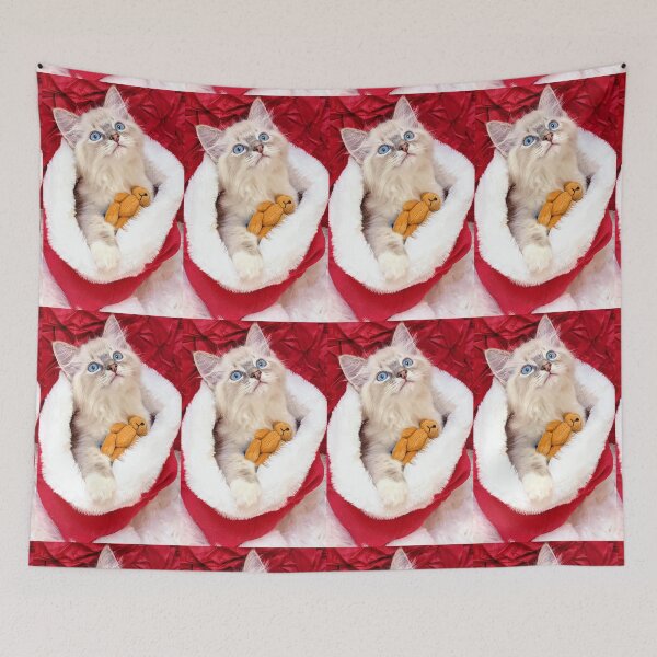 Item preview, Lynx ragdoll santa stocking Christmas kitten  designed and sold by Fluffycat2020.