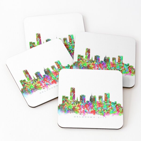 Artikelvorschau, Oklahoma City, Oklahoma Skyline Watercolor Painting entworfen und verkauft von InkistPrints.
