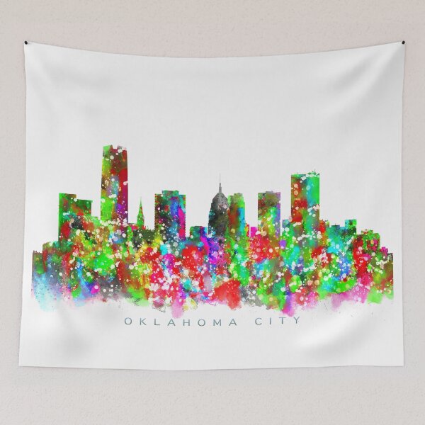 Artikelvorschau, Oklahoma City, Oklahoma Skyline Watercolor Painting entworfen und verkauft von InkistPrints.