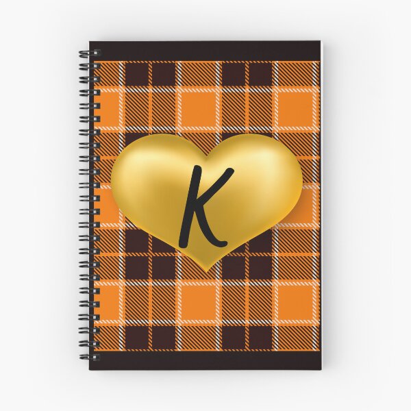 Item preview, Abstract Warm Plaid-Puff Gold Heart with Initial-K designed and sold by SunMoonBeyond.