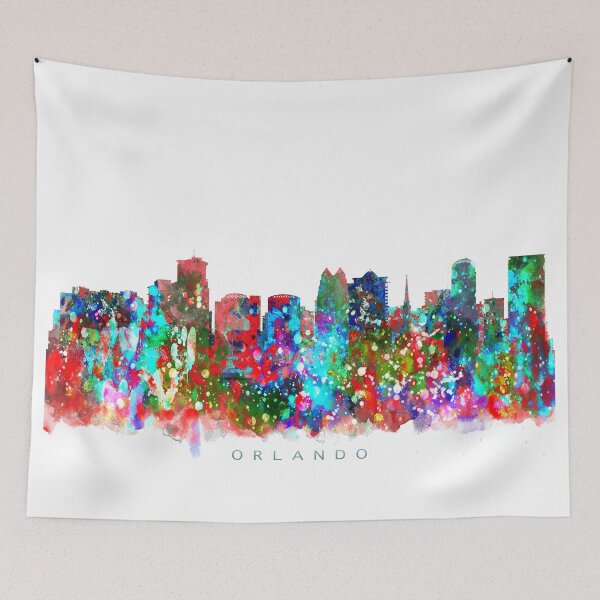Item preview, Orlando, Florida Skyline Watercolor Painting designed and sold by InkistPrints.