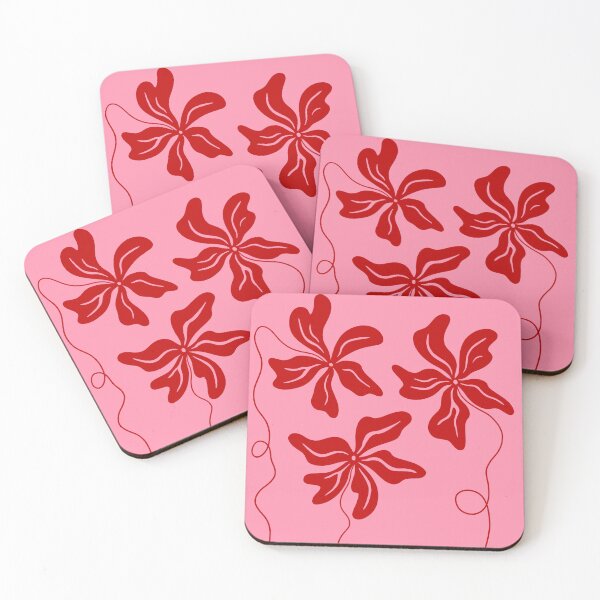 Item preview, Funky Red on Pink Plants illustration. Abstract Matisse Style art designed and sold by WeirdyTales.