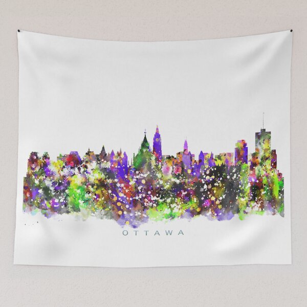 Item preview, Ottawa, Canada Skyline Watercolor Painting designed and sold by InkistPrints.