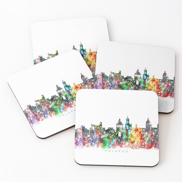 Item preview, Palermo, Italy Skyline Watercolor Painting designed and sold by InkistPrints.