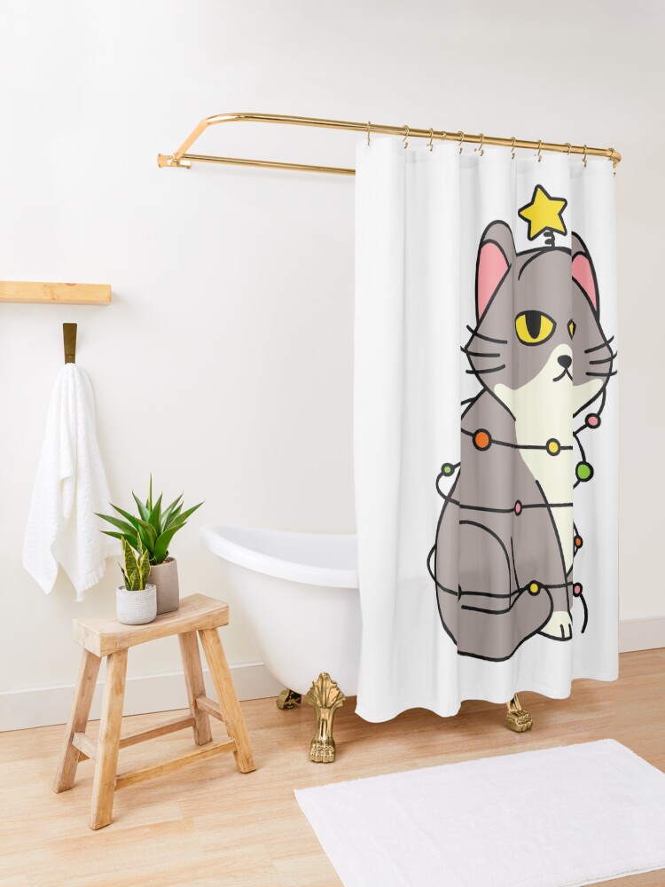 Alternate view of Merry Christmas Cat Shower Curtain