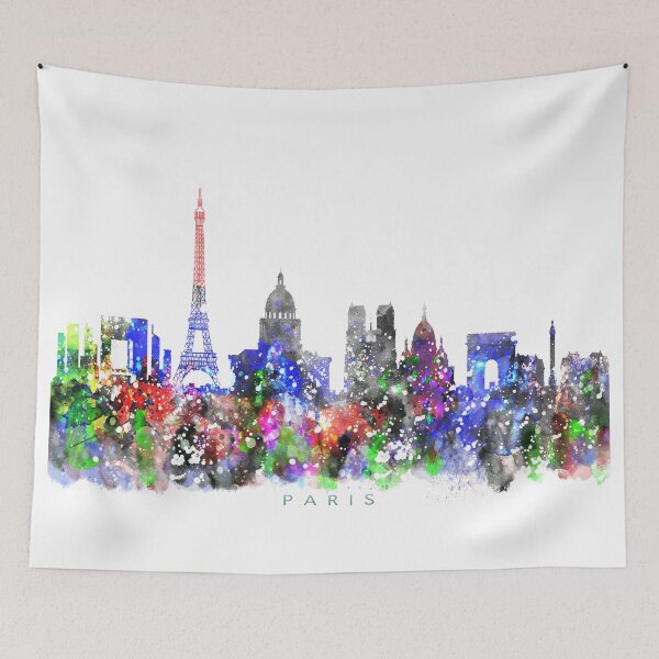 Item preview, Paris, France Skyline Watercolor Painting designed and sold by InkistPrints.