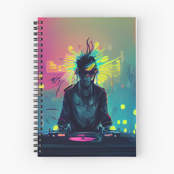 Item preview, Future cyberpunk DJ playing good music, neon colors designed and sold by pcusine.