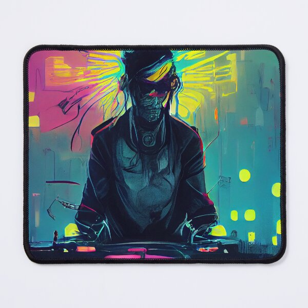Item preview, Future cyberpunk DJ playing good music, neon colors designed and sold by pcusine.