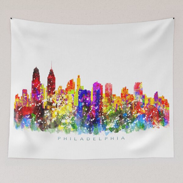 Item preview, Philadelphia, Pennsylvania Skyline Watercolor Painting designed and sold by InkistPrints.