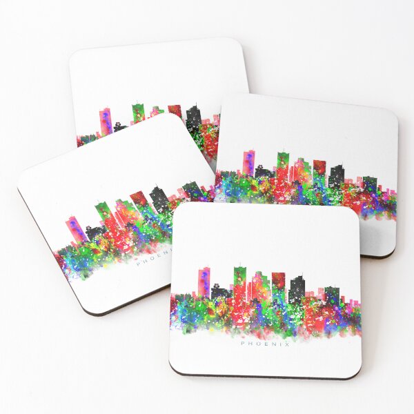 Item preview, Phoenix, Arizona Skyline Watercolor Painting designed and sold by InkistPrints.