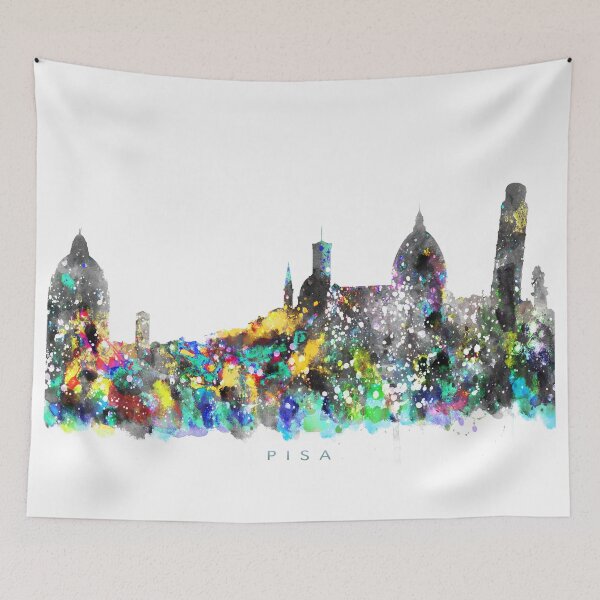 Item preview, Pisa, Italy Skyline Watercolor Painting designed and sold by InkistPrints.