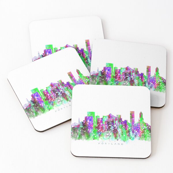 Item preview, Portland, Oregon Skyline Watercolor Painting designed and sold by InkistPrints.