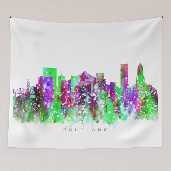 Item preview, Portland, Oregon Skyline Watercolor Painting designed and sold by InkistPrints.