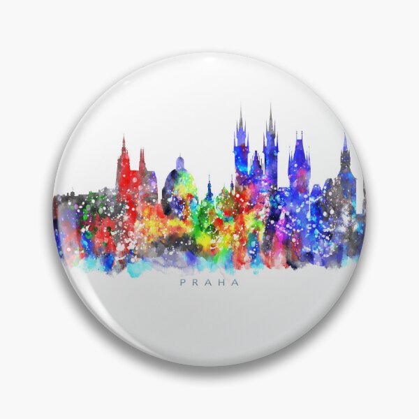Item preview, Praha, Czech Republic Skyline Watercolor Painting designed and sold by InkistPrints.