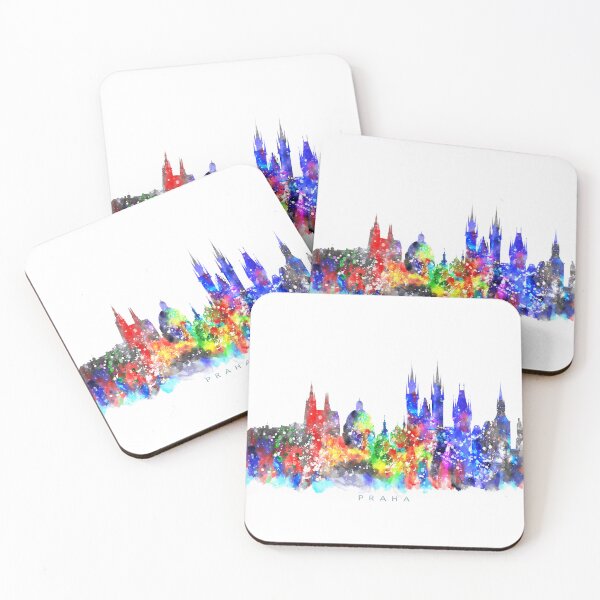 Item preview, Praha, Czech Republic Skyline Watercolor Painting designed and sold by InkistPrints.